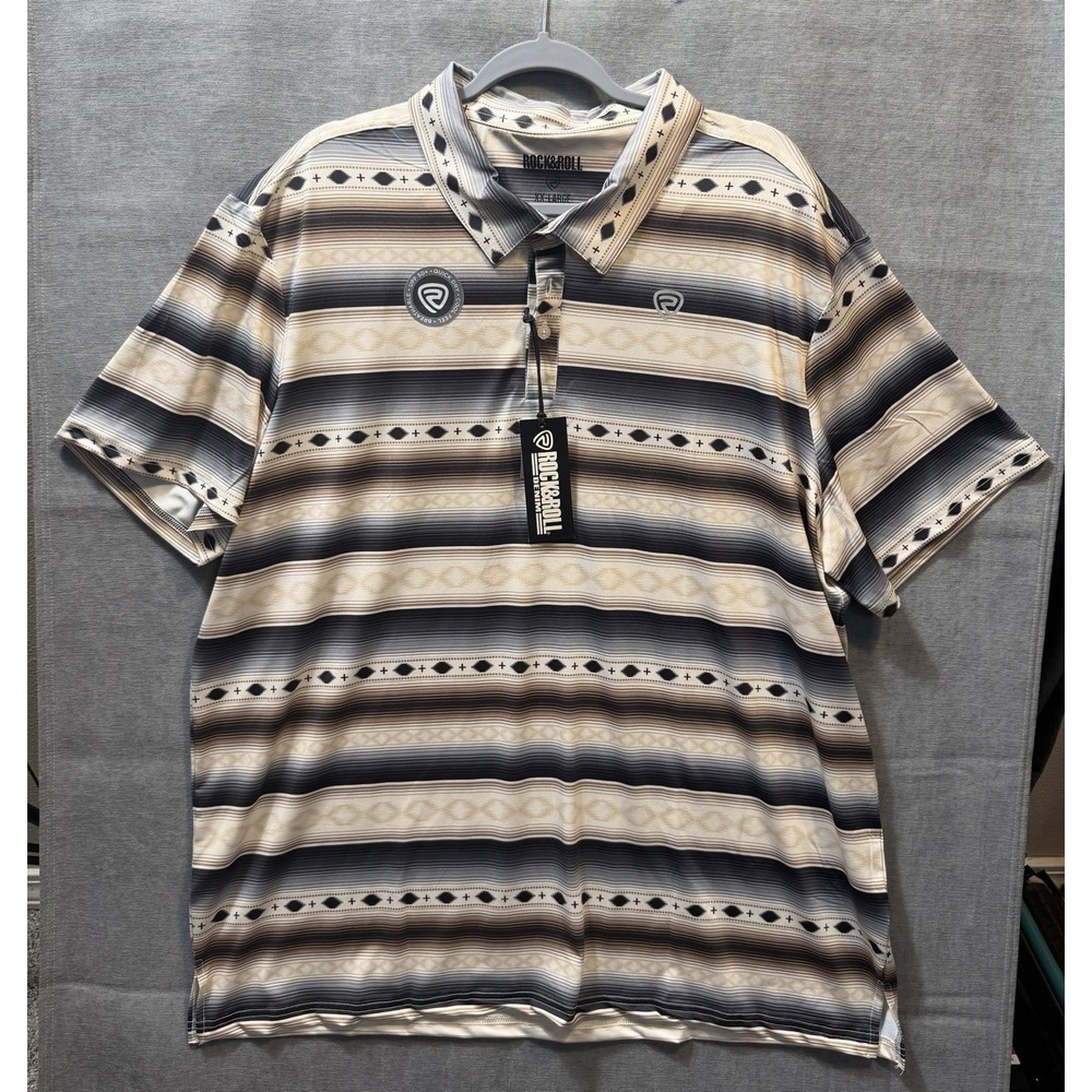 Rock & Roll Denim Men's Short Sleeve Western Aztec Polo Shirt XXL Cowboy